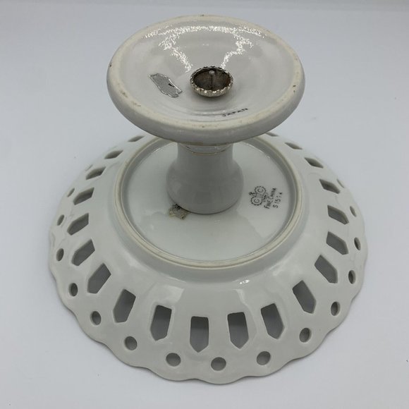 Vintage Pedestal Transfer Ware Fruit Scalloped Tidbit Plate Tray Ceramic - Picture 3 of 6